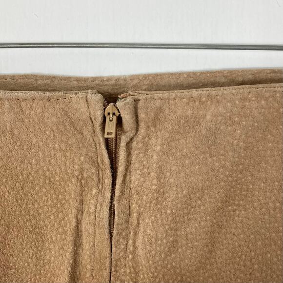 New/Nwt FORENZA Skirt 12 Suede Leather Tan/Brown Zip Lined Knee Straight - Picture 6 of 12